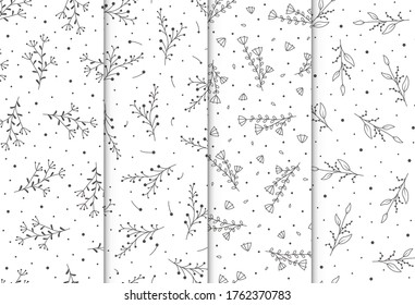 Seamless pattern with hand drawn flowers, vector illustration