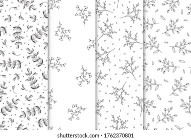 Seamless pattern with hand drawn flowers, vector illustration