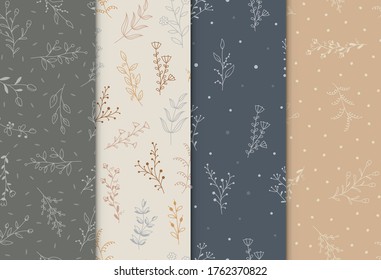 Seamless pattern with hand drawn flowers, vector illustration