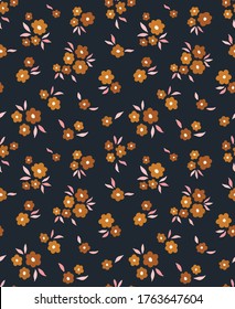Seamless pattern with hand drawn flowers on white background. Vintage repeat background. Vector floral texture.
