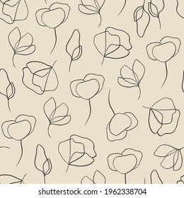 Seamless pattern with hand drawn flowers. Vector plant illustration. Design for fabric and paper