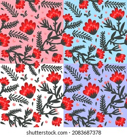 Seamless pattern with hand drawn Flowers. Background for textile, wrapping paper, fashion.