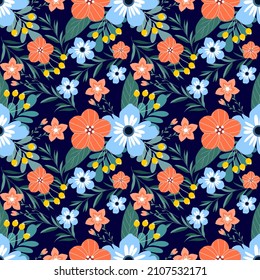 Seamless pattern with hand drawn Flowers. Background for textile, wrapping paper, fashions, illustrations.