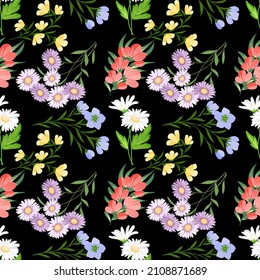 Seamless pattern with hand drawn Flowers. Background for textile, wrapping paper, fashions, illustration.