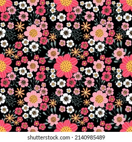 Seamless pattern with hand drawn Flowers. Background for textile, wrapping paper, fashions, illustrations.