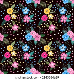 Patrón sin foco con Flores dibujadas a mano. Antecedentes para textiles, papel envolvente, modas, ilustraciones.