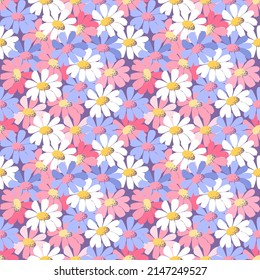 Seamless pattern with hand drawn Flowers. Background for textile, wrapping paper, fashions, illustrations.