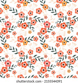 Patrón sin foco con flores dibujadas a mano. Antecedentes para textiles, papel envolvente, modas, ilustraciones.