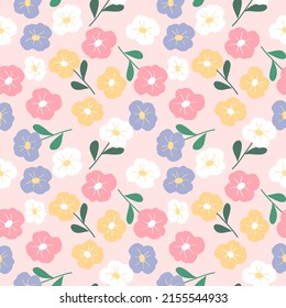 Seamless pattern with hand drawn flowers. Background for textile, wrapping paper, fashions, illustrations.