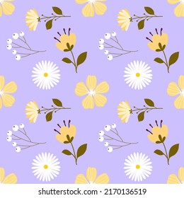 Seamless pattern with hand drawn flowers. Background for textile, wrapping paper, fashions, illustrations.