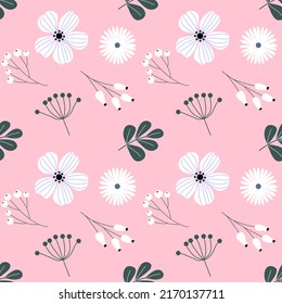 Seamless pattern with hand drawn flowers. Background for textile, wrapping paper, fashions, illustrations.