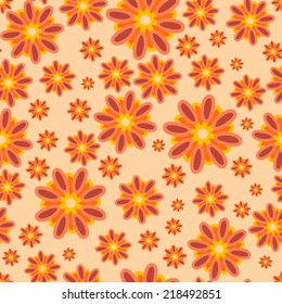 Seamless pattern with hand drawn flowers. Clipping mask is used, vector illustration.