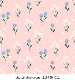 Seamless pattern with hand drawn flowers. Background for textile, wrapping paper, fashions, illustrations.