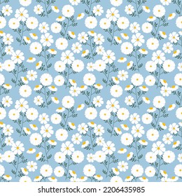 Seamless pattern with hand drawn flowers. Background for textile, wrapping paper, fashions, illustrations.