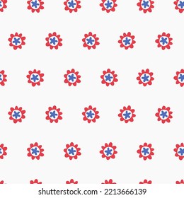 Seamless pattern. Hand drawn flowers decorated with patterns in Scandinavian style, holidays concept. For wrapping paper, other design projects