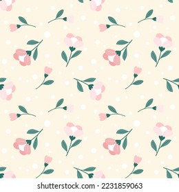 Seamless pattern with hand drawn flowers. Background for textile, wrapping paper, fashions, illustrations.