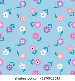 Seamless pattern with hand drawn flowers. Background for textile, wrapping paper, fashions, illustrations.