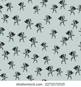 Seamless pattern with hand drawn flowers and leaves. Abstract floral wallpaper. Design for fabric, textile print, surface, wrapping, cover, greeting card. Vector illustration