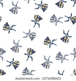 Seamless pattern with hand drawn flowers and leaves. Abstract floral wallpaper. Design for fabric, textile print, surface, wrapping, cover, greeting card. Vector illustration