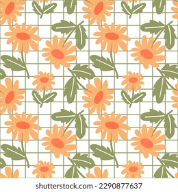 Seamless pattern with hand drawn flowers. Background for textile, wrapping paper, fashions, illustrations.