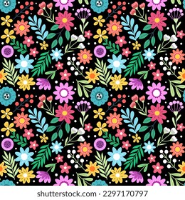 Seamless pattern with hand drawn flowers. Background for textile, wrapping paper, fashions, illustrations.