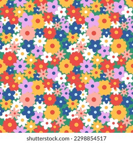 Patrón sin foco con flores dibujadas a mano. Antecedentes para textiles, papel envolvente, modas, ilustraciones.