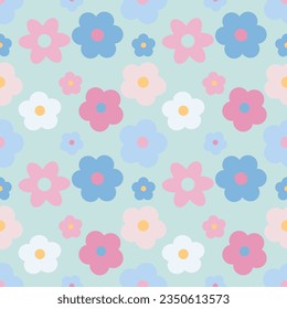 Seamless pattern with hand drawn flowers. Background for textile, wrapping paper, fashions, illustrations.