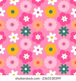 Seamless pattern with hand drawn flowers. Background for textile, wrapping paper, fashions, illustrations.