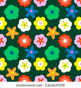 Seamless pattern with hand drawn flowers. Background for textile, wrapping paper, fashions, illustrations.