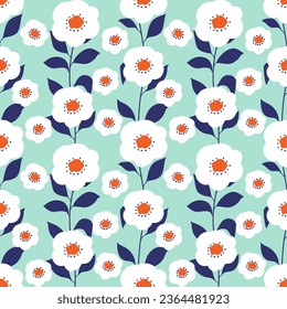 Seamless pattern with hand drawn flowers. Background for textile, wrapping paper, fashions, illustrations.