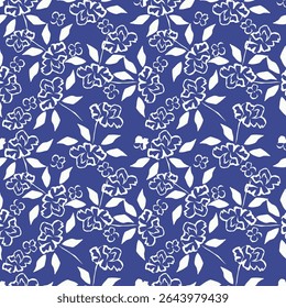 Seamless Pattern with Hand Drawn Flowers. Scandinavian Style. Vector Illustration