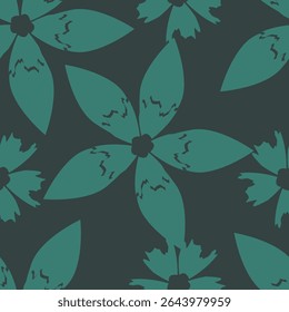 Seamless Pattern with Hand Drawn Flowers. Scandinavian Style. Vector Illustration