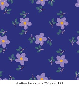 Seamless Pattern with Hand Drawn Flowers. Scandinavian Style. Vector Illustration