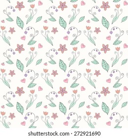 Seamless pattern with hand drawn flowers