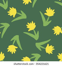 Seamless pattern with hand drawn flowers. Floral ornament background. Doodle flower wallpaper.