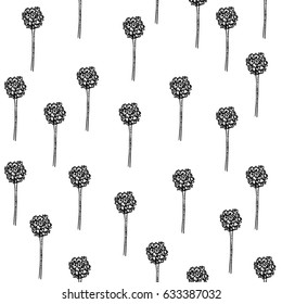 Seamless pattern with hand drawn flowers
