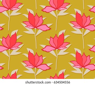seamless pattern with hand drawn flowers