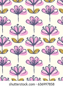 seamless pattern with hand drawn flowers
