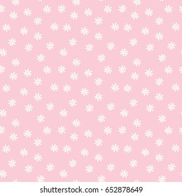 Seamless Pattern of Hand Drawn Flowers on Pastel Pink Background