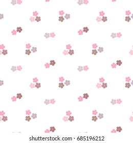 Seamless Pattern of Hand Drawn Flowers on White Background