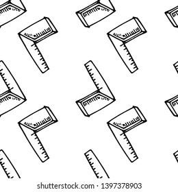 Seamless pattern hand drawn folding ruler doodle. Sketch style icon. Decoration element. Isolated on white background. Flat design. Vector illustration.