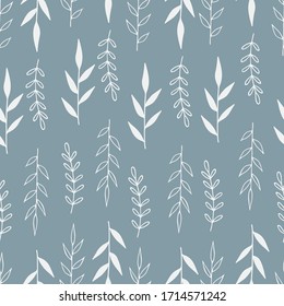Patrón sin problemas con hojas de bosque dibujadas a mano. Ilustración en estilo doodle para decoración de bodas, tarjetas, saludo, impresión y otros diseños florales vintage.