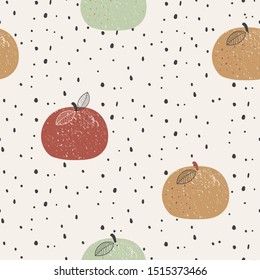 Seamless pattern with  hand drawn fruits,