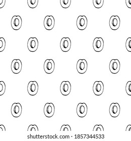 Nahtloses Muster mit handgezeichnetem Obstpfirsich. Vegetarische Tapete. Für Design-Verpackungen, Textilien, Hintergrund, Design-Postkarten und Poster.
