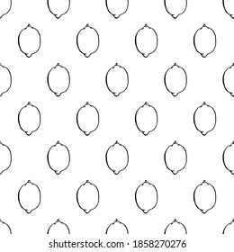 Seamless pattern with hand drawn fruits elements lemon. Vegetarian wallpaper. For design packaging, textile, background, design postcards and posters.