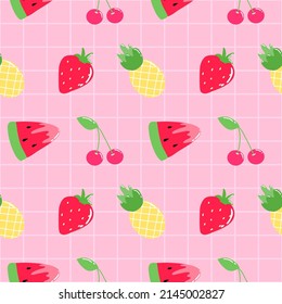 Seamless pattern with hand drawn Fruits. Background for textile, wrapping paper, fashions, illustrations.