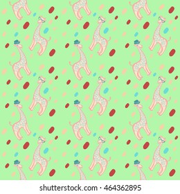 Seamless pattern with hand drawn giraffes. Textile pattern, nursery room decoration.