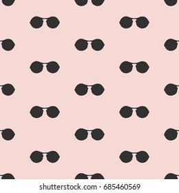 Seamless pattern with hand drawn glasses, fashion sunglasses, vector background for design of packing, poster, cards, covers, fabric and wrapping paper.