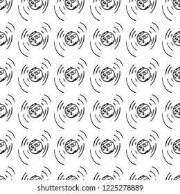 Seamless pattern hand drawn globe. Doodle black sketch. Sign symbol. Decoration element. Isolated on white background. Flat design. Vector illustration.