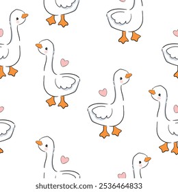 seamless pattern with hand drawn goose simple vector illustration kids pattern print